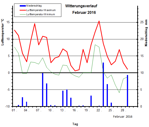 Witterungsverlauf Februar 2016